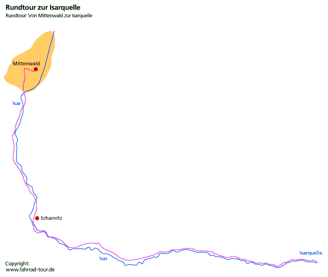 Karte Isar Etappe Mittenwald bis Schäflarn