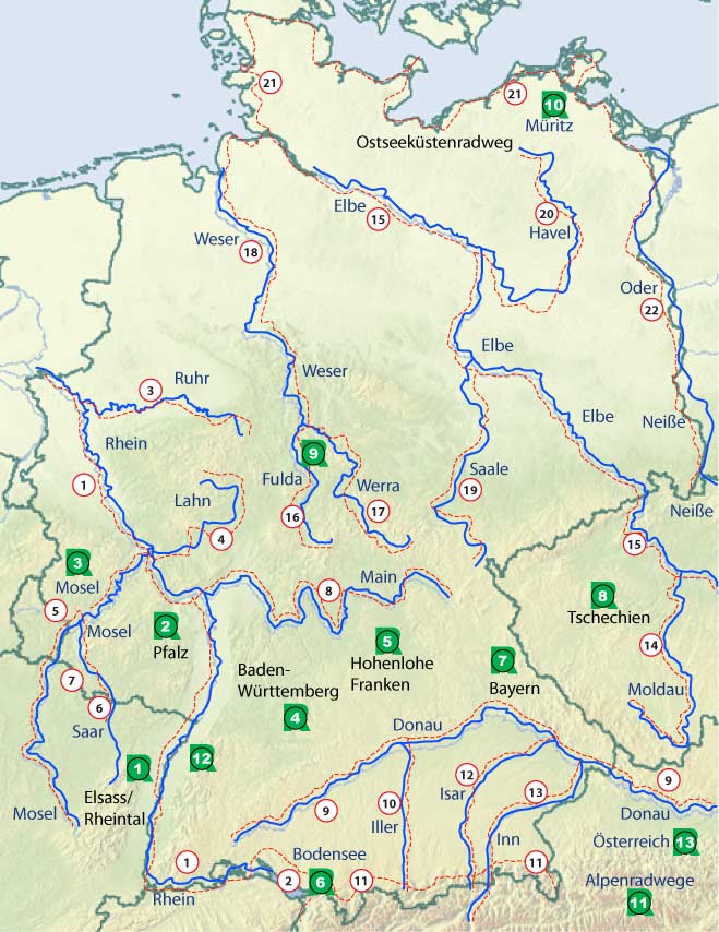 Fernradwege Deutschland Karte