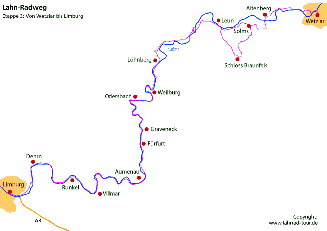 Lahnradweg: 3. Etappe Lahntalradweg von Wetzlar nach Limburg