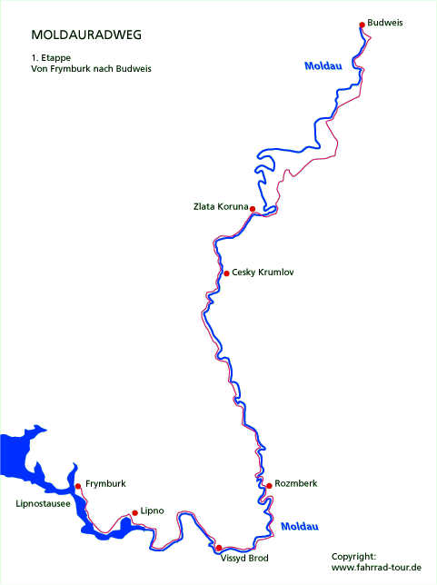 Fluss Moldau Karte