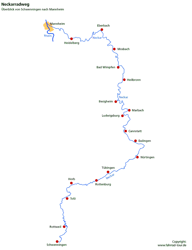 Neckar Fluss Karte