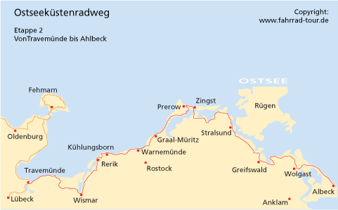 Karte Ostseeküstenradweg Teil 2