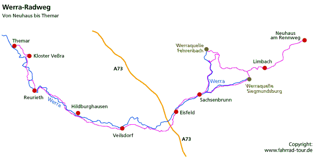 Werraradweg: 1. Etappe Werraradweg von Neuhaus bis Hildburghausen