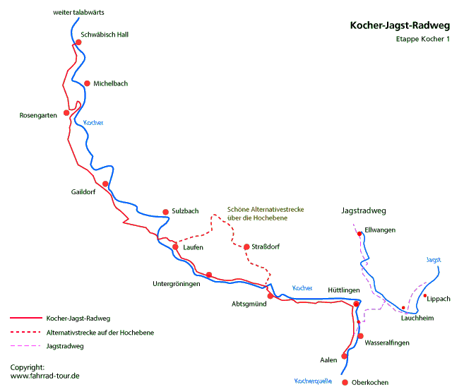 Karte Kochertal