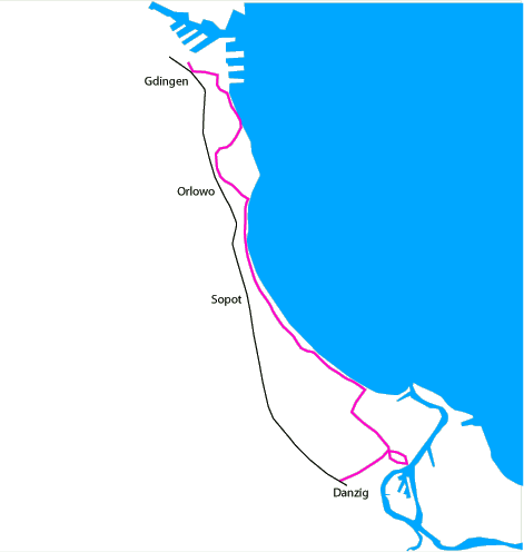 Karte Gdingen Danzig - Bernsteinküste