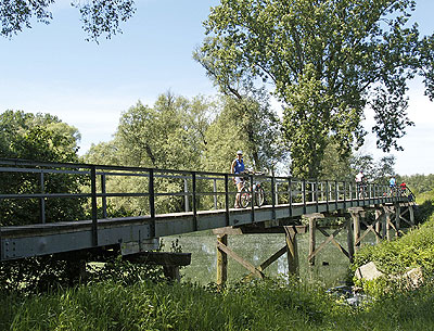Rheinradweg: Brücke über einen Zufluss