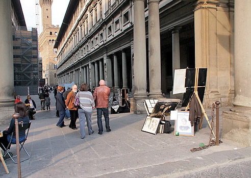 Blick auf die Uffizien und den Palazzo Vecchio