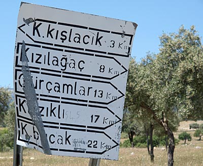 Radfahren in der Türkei: Das Schild weist uns den Weg