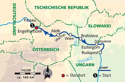 Karte Donauradweg